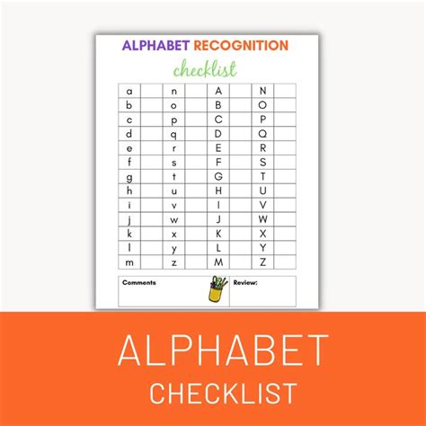 Printable Alphabet Checklist